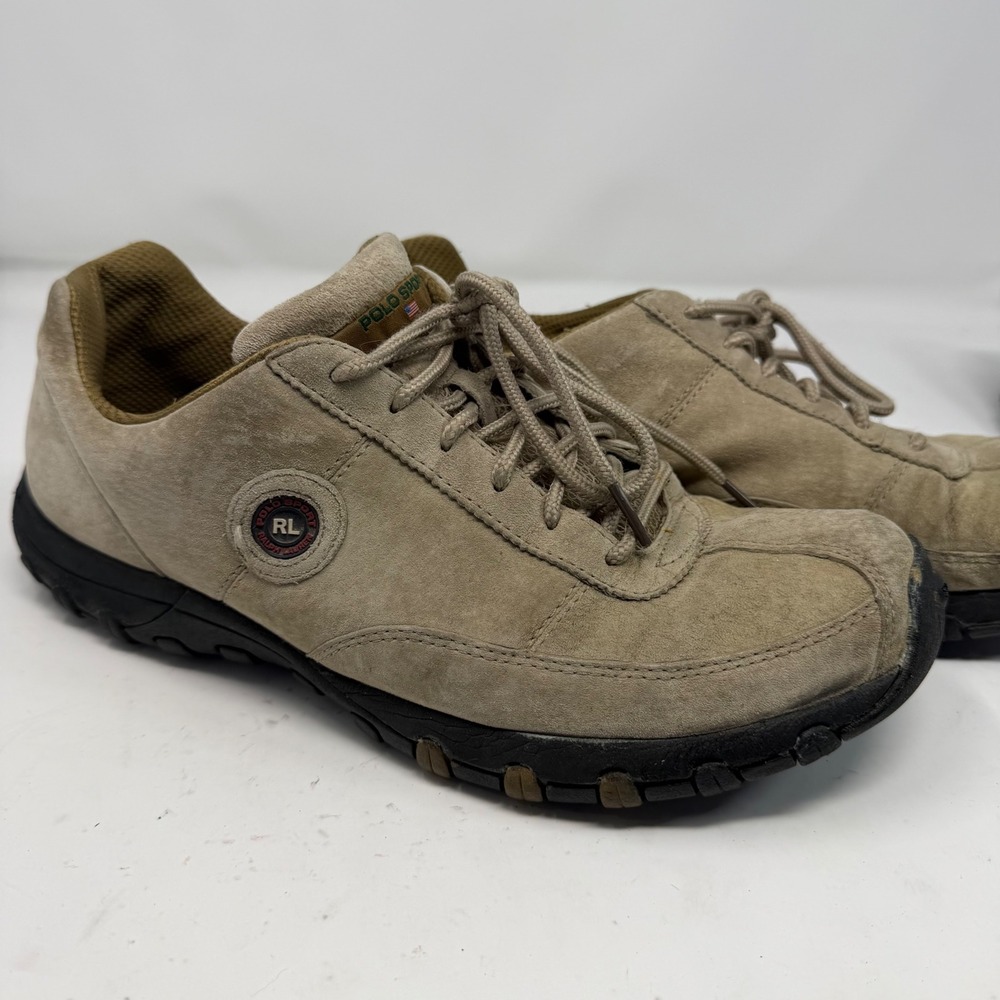 Polo Sport Ralph Lauren Mens 10.5 D Tan Suede Low Top Sneakers AAM18144 Lug Sole